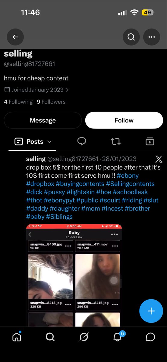 john6qhb's tweet photo. Report this dirty negro selling nude photos of underage girls. @X  sort out your child porn problem or I will start doxxing them myself https://t.co/zdk2qIvsh6