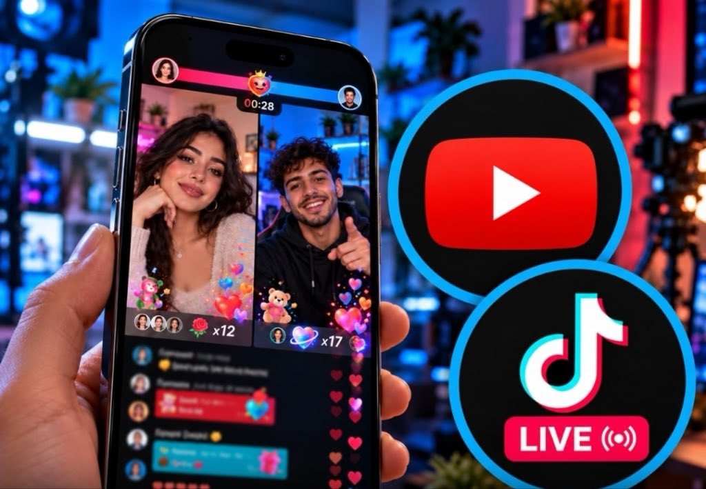 iqnpi's tweet photo. أضاف يوتيوب سابقًا ميزة إرسال الهدايا أثناء البث المباشر بطريقة شبيهة بـ TikTok LIVE أعلن الآن عن نظام الجولات Live Showdowns، الذي يتيح لصنّاع المحتوى الدخول في مواجهات مباشرة شبيهة بميزة LIVE Battle في TikTok.

صح النوووووم😂 https://t.co/egW3ybXyAL