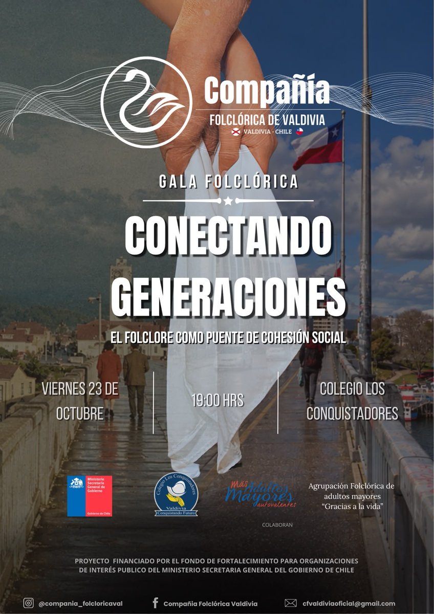 cfolcvaldivia's tweet photo. Lanzamos nuestro proyecto " conectando generaciones: el folclore como medio de cohesión social" financiado por @segegobchih @SegegobGOB 

Síguenos en ig: compania_folcloricaval para ver el avance de esta iniciativa! #valdiviacl

@SENAMAGOB
@munivaldivia @GOREdeLosRios https://t.co/eEUCWePoK0