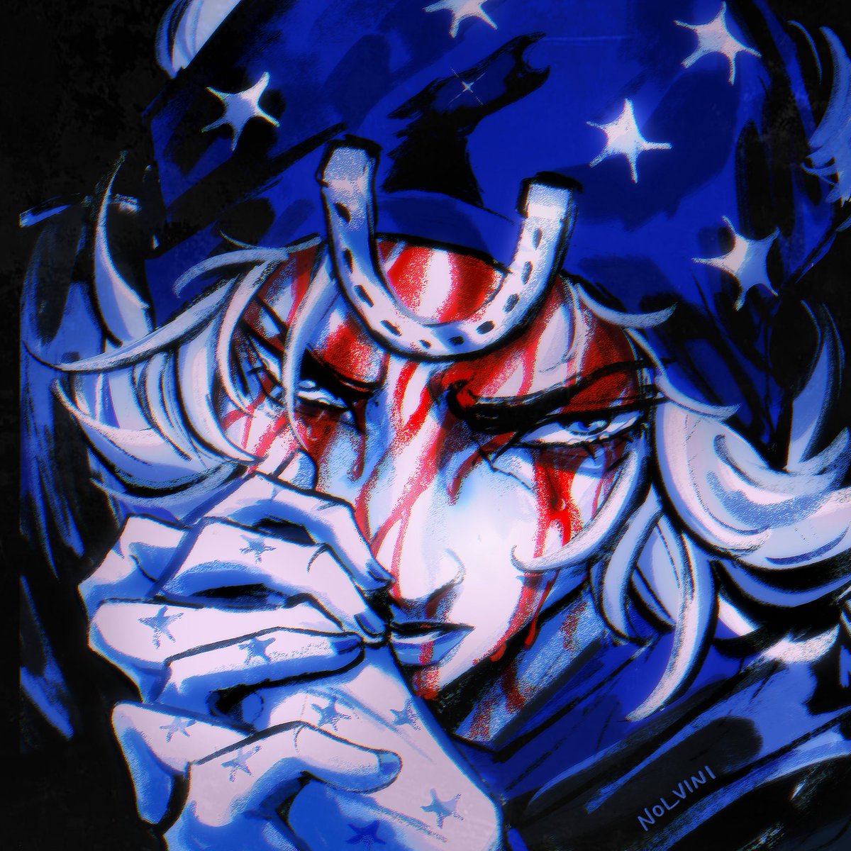 nolviniart's tweet photo. i love it when there's a bloody stream down his face :) https://t.co/huGaU6I5V3