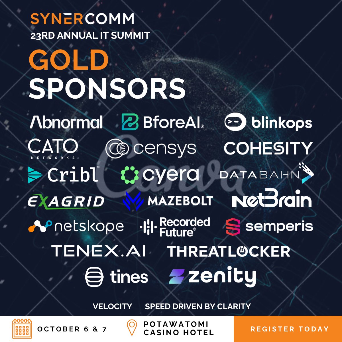 SynerComm's tweet photo. Join us at the 23rd Annual SynerComm IT Summit October 6th and 7th!

Register to secure your spot! https://t.co/jCl8JGLTpv https://t.co/DGfp7uktTM
