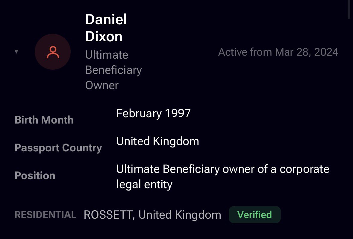 nothalfretired's tweet photo. 🧵 The discoveries from the @rollbit CGA Breach: 

1. Daniel Robert Dixon is the confirmed owner on paper of Rollbit. 

He is the 100% share holder. 

He estimates Rollbit to be worth $250m. 

He claims his annual income is €200k

He has a Lloyds bank account with £1298 inside. https://t.co/tQrhAJyO3P