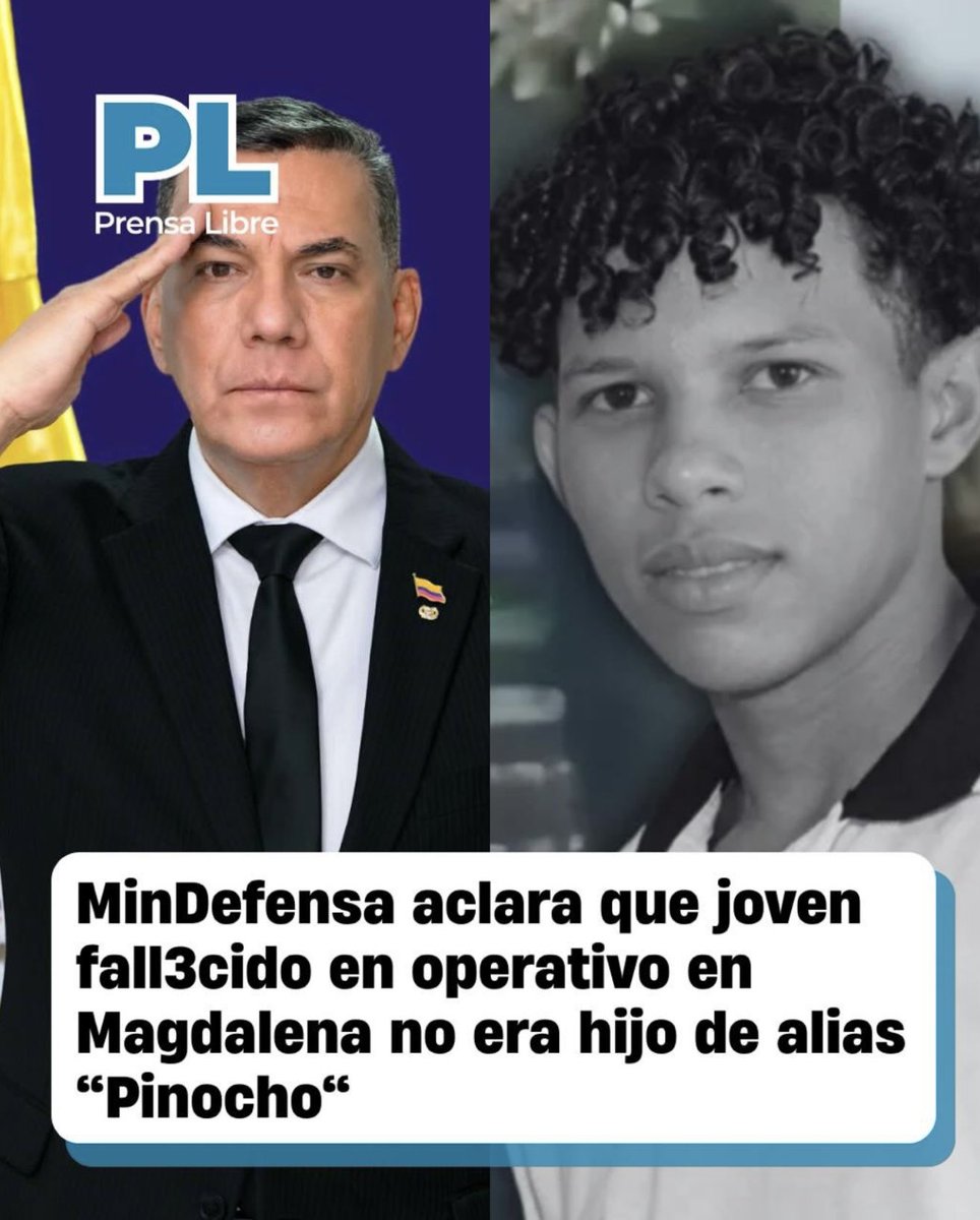maicajamarca_'s tweet photo. Tras aceptar que el joven asesinado por el estado no era hijo de alias “Pinocho”, el Ministro de Defensa del desgobierno de Abelardo de la Espriella debe renunciar a su cargo. De no hacerlo, deberá el Congreso de la República apartarlo del cargo a través de una moción de censura. https://t.co/x8vn2roUIX