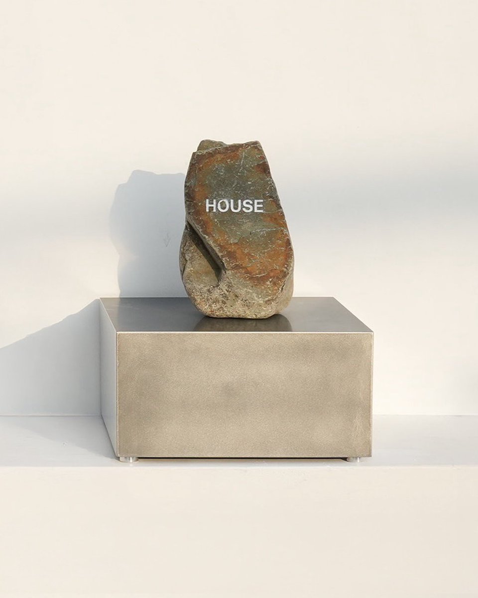 SFMOMA's tweet photo. The "RM x SFMOMA" pieces are coming together! 6 days to go 🧩​
​
Meet House. It is a rock. But it is also labeled "HOUSE." Why? https://t.co/iwElMM6jsI