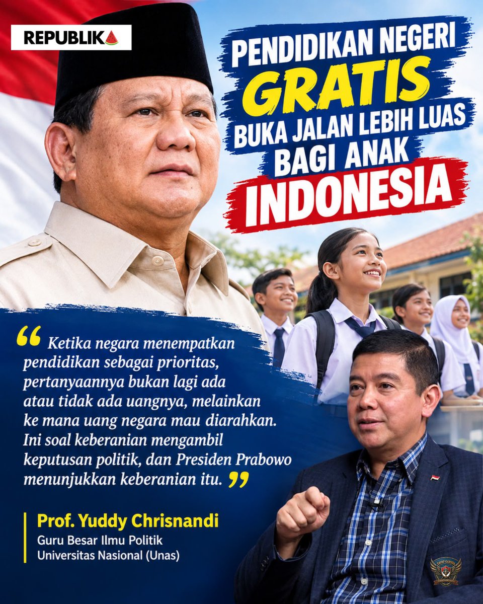 titanando3's tweet photo. Akses pendidikan yang terjangkau menjadi bagian dari pembahasan kebijakan pendidikan nasional. Dalam narasi ini, Presiden Prabowo disebut mendorong pendidikan negeri tanpa biaya sebagai salah satu upaya memperluas kesempatan belajar. #DukungPendidikanNegeriGratis https://t.co/yqqEZ1EUWf