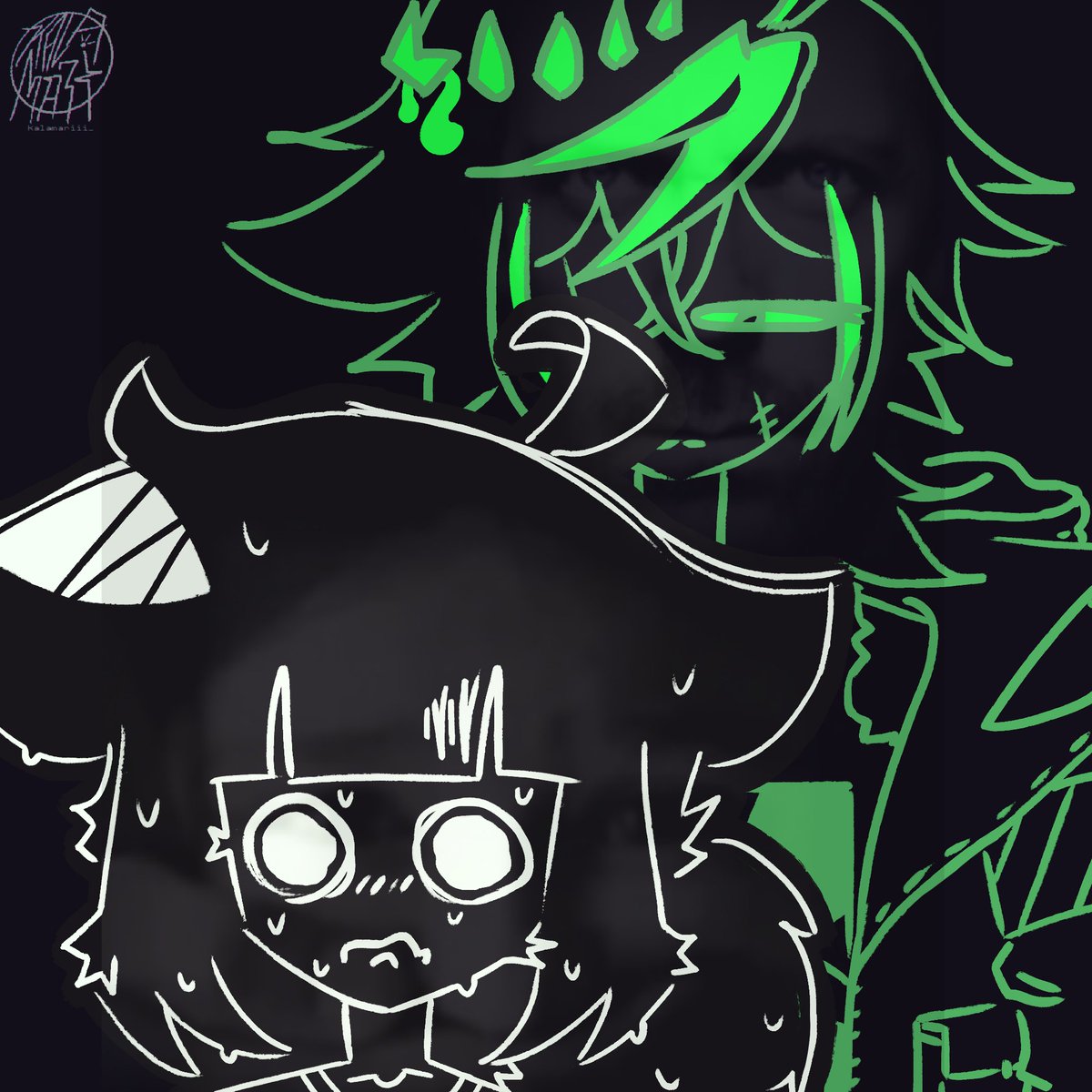 kalamariii_'s tweet photo. "Im going to kill you, and then Im going to kill you again."
(just watched the vod for the Shadow Over Freddy's stream, and I forgot how actually terrifying that game is, anyways take my arte)
#biohazart #phisnom https://t.co/xO5huA0f2Y
