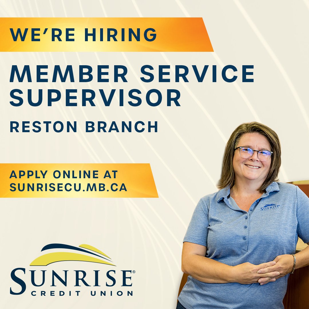 SunriseCU's tweet photo. Sunrise in Reston is looking to add to their team!

This position brings together the frontline of the Sunrise branch. This position monitors all front line deposit activities and follows up on member needs.

Apply by: October 6, 2026.

To apply visit https://t.co/yHSeQsUY5z https://t.co/IXyIreII7p