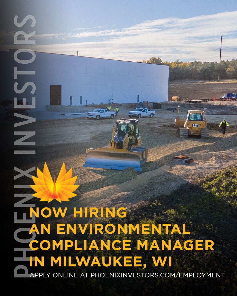 frankpcrivello2's tweet photo. Phoenix Investors is seeking an #Environmental #Compliance Manager in #Milwaukee, WI.
This role is responsible for environmental reporting, compliance tracking, and risk #mitigation efforts across a multi-state portfolio.
Apply today:
🔗 https://t.co/eWYgGBjMaN https://t.co/P8NxDj2GzJ