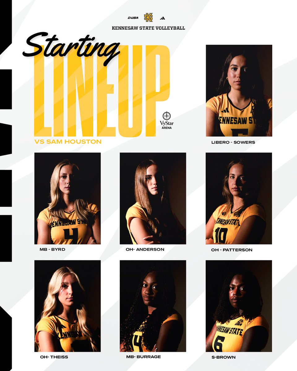 KSUOwlsVB's tweet photo. Tonight's Lineup💪 

#OwlFamily | #HootyHoo 🏐🦉 https://t.co/d6646gDShU