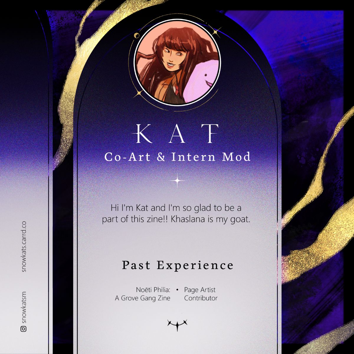 hsrkhaslanazine's tweet photo. Our Co-Art and Intern Mod, Kat, brings her artistic skill and overflowing enthusiasm for Khaslana to this zine. Her determination to help guide this journey is as beautiful as the rising sun, much like her artistic work.

You can find her at @snowkatsm . https://t.co/sx3qtZJX5J