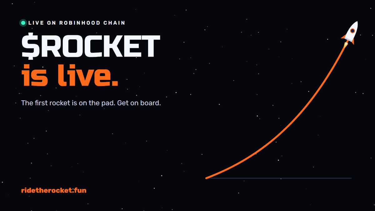 RocketPONS's tweet photo. $ROCKET is live on Robinhood Chain.

The first rocket is on the pad. A launch every two minutes. Set your altitude and get on board for a little ETH.

CA: 0xdfe9473e9424a72696dc8053fe2882674d69b8fa

https://t.co/ZZx0wCx364 https://t.co/2UacP9Ikbs