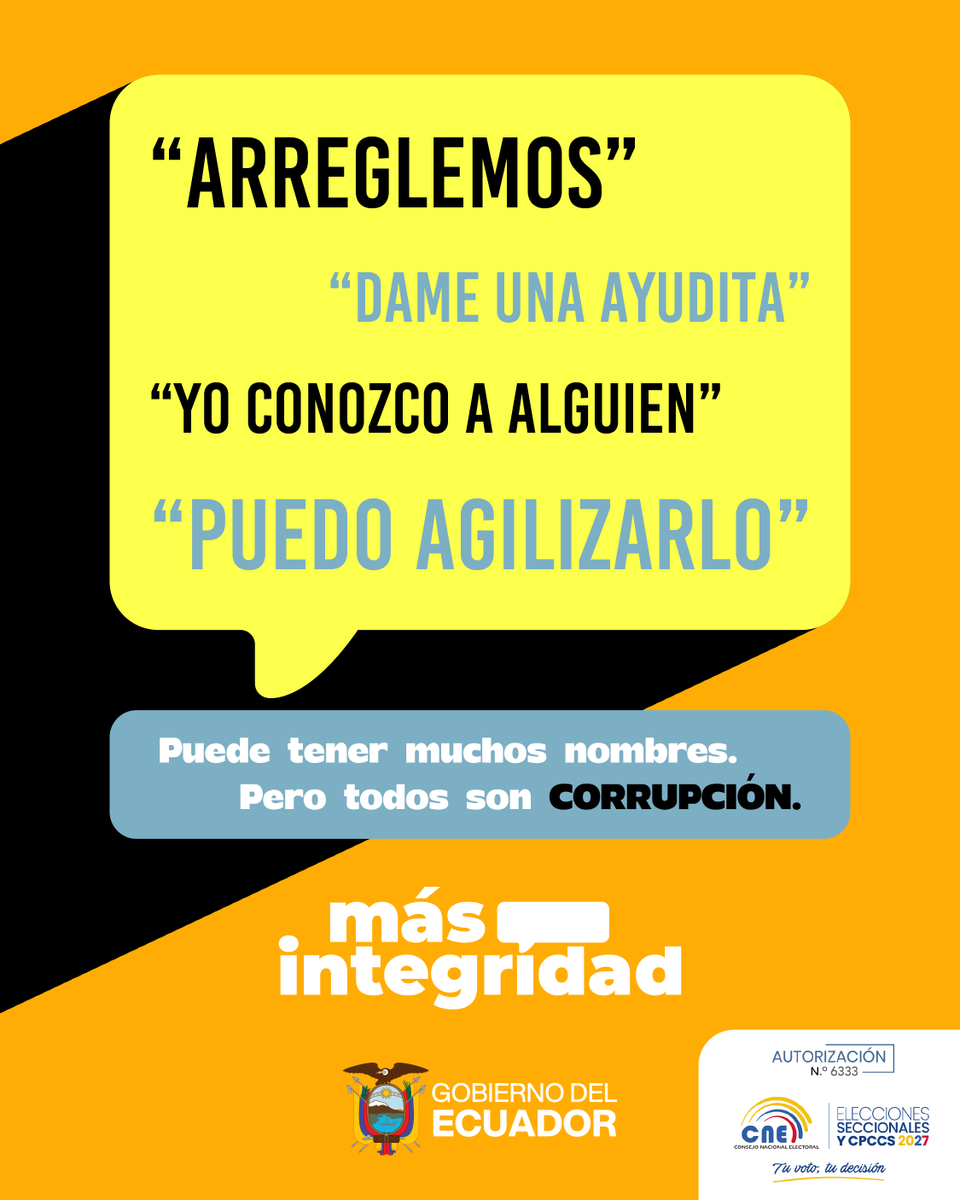EcuadorTV's tweet photo. #ElNuevoEcuador

Si escuchas o identificaste a alguien que promueve la corrupción, denuncia de manera anónima y contribuye a combatir ese acto. https://t.co/eVztGLEUPW
