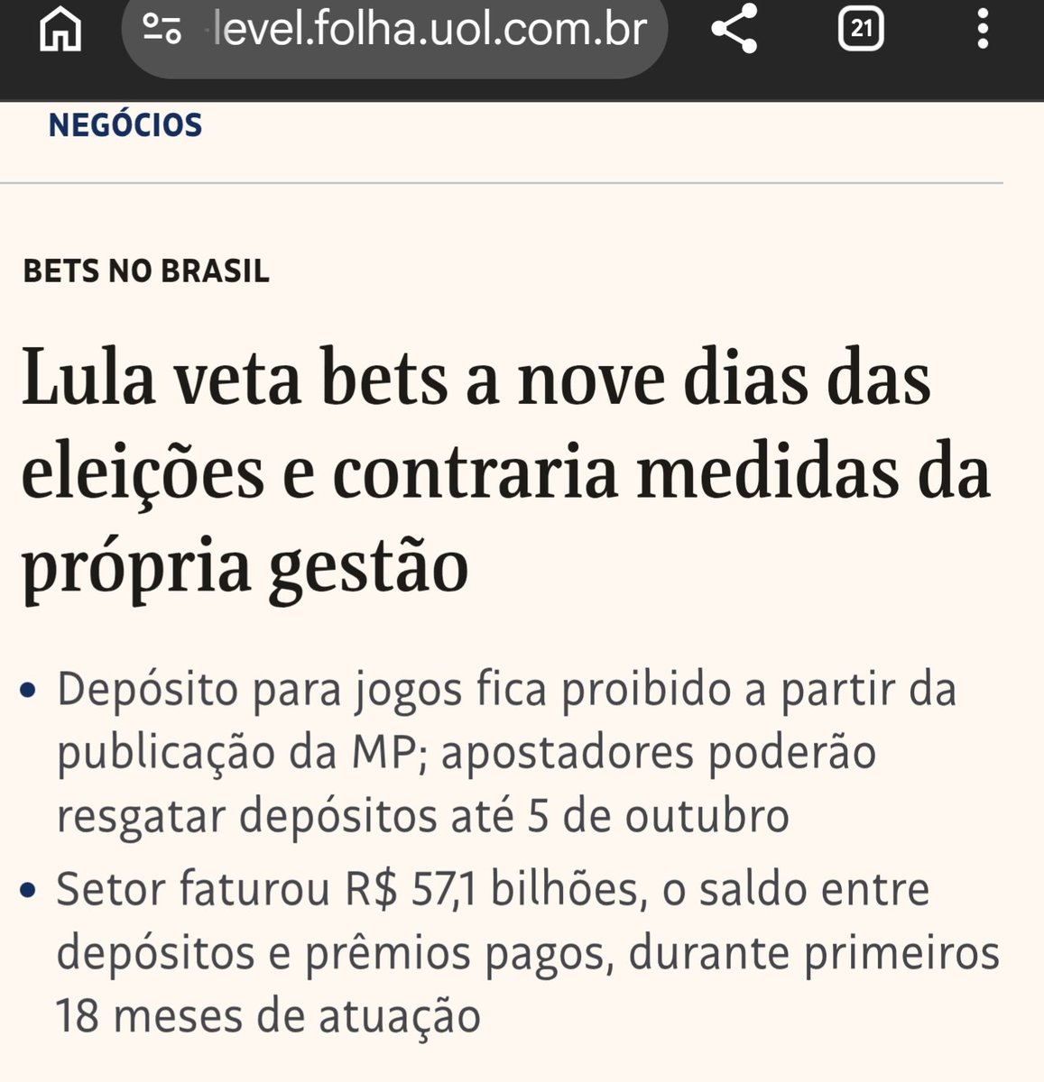 Vessoni's tweet photo. Governo Lula, que cobrou milhões de impostos para legalizar e oficializar, do nada, encerrou. E a cada fala viaja ainda mais na maionese sobre o tema.

Como todos os especialistas políticos estão dizendo, uma medida apenas eleitoreira. https://t.co/KqlbH8NF3n