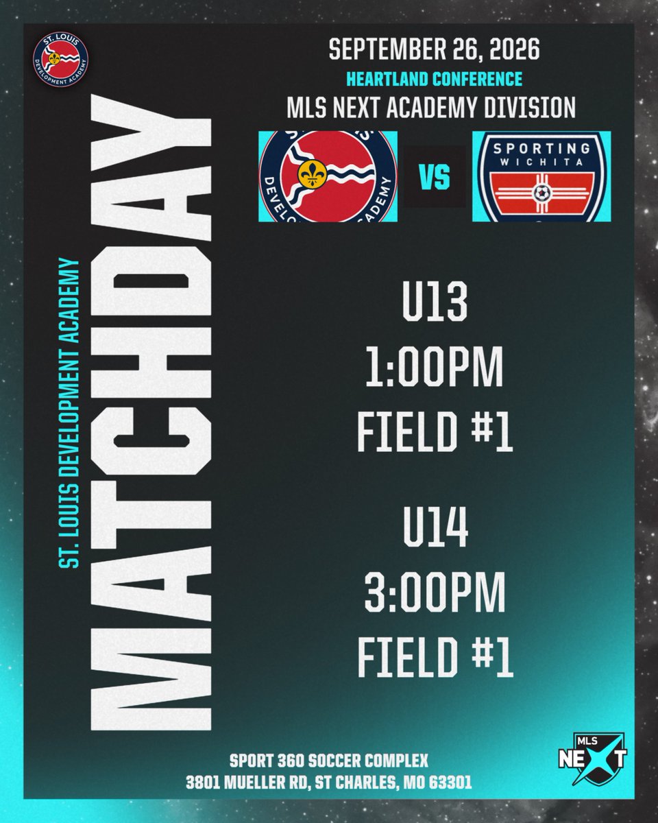 STLDASoccer's tweet photo. BACK TO BUSINESS. 

Another big weekend of MLS NEXT action is on deck for STLDA! 

Our U13 &amp; U14 squads are ready to battle in the Heartland Conference with matchups against Sporting Wichita and Sporting Kaw Valley.

#StlouisDA | #MLSNEXTAD https://t.co/7MeCoUXjig