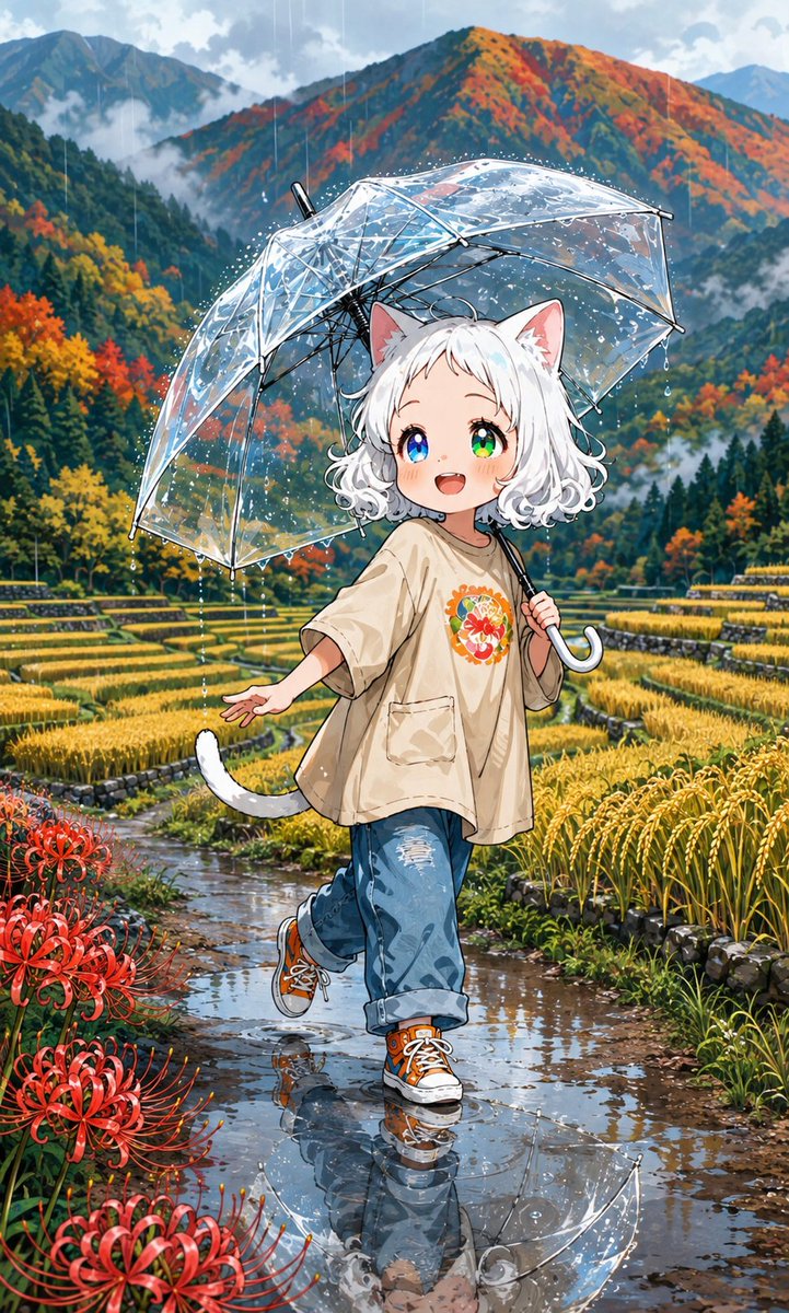 Okappa_Wabiko's tweet photo. おはにゃ～です☔
秋の小雨もなかなかにゃ🍁
 #AIart️️️️️️️️️️️️️️️️️️️️️️️️️️️️️️️️️️️️️️️️️️️️️️️️️️️   #猫耳 https://t.co/9uCa6Lm6Fy