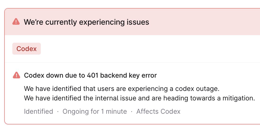 pomazal's tweet photo. Sad to see codex down on a Friday, it’s funny how things always happen on a Friday

It’s got to be a crazy infra challenge keeping all this up, would love to see into how they handle it https://t.co/GyT0ovtNKz
