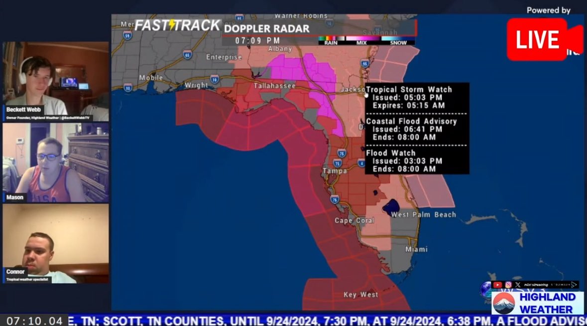 HighlandWX's tweet photo. 2 YEARS AGO: Highland #Weather made its first live broadcast on #Hurricane #Helene, marking out its forecast track, analyzing #models, and mentioning how bad this storm could get. Here are a few screenshots from that #broadcast. You can watch it FULL here: https://t.co/Xd3KzWSgmV https://t.co/QBeHJDvT63