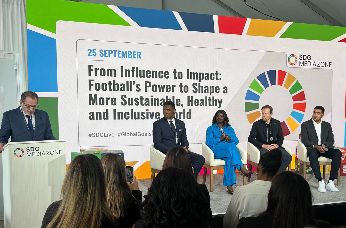 UNOSAPG's tweet photo. Always good to see @LFC ⚽️ back at 🇺🇳, leading on our sports Game Plan for #NoToHate.
 Special Adviser Beyani welcomed Rishi Jain, Director of Impact &amp; legend @LucasLeiva87 at #UNGA81, &amp; @GlobalGoalsUN panel on impact of football for good.

Watch at 02:48 https://t.co/oE49fijvCP https://t.co/c2pPeXdGMT