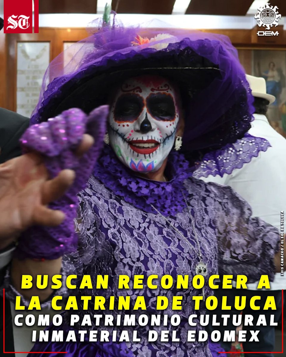 SOLTOLUCA's tweet photo. 🎭 Reconocen 26 años de tradición de la Catrina y el Catrín en Toluca

📜Durante el encuentro también se planteó que la Catrina sea reconocida como Patrimonio Cultural Inmaterial del Estado de México.📢

Aquí la nota 👇👇

https://t.co/pG5gH03nf3 https://t.co/K4hFZKQ4qQ