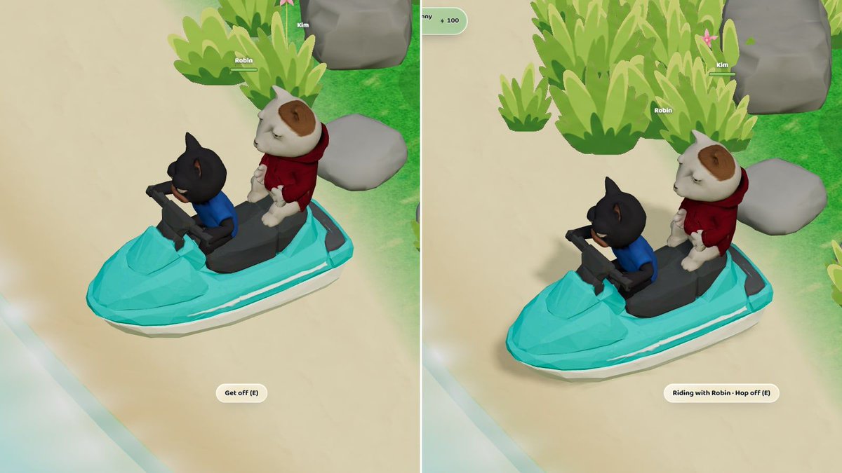 tolychat's tweet photo. 🛥️ Hop on behind a friend: jet skis now seat two — from the beach, the pier or straight out of the water.

🏝️ Islandbound — Update v0.51 · 2026-09-24

⚓ Ride along: walk or swim up to a friend on a jet ski and press E to hop on the back seat.
🏖️ The passenger stays aboard through the sea lane, all the way to the city and back — even to a friend’s island.
🛥️ Your ignition PIN now protects every jet ski you own, for everyone, the second you set it.
🤚 Riders keep both hands on the handlebar and lean with the jet ski when it drifts or lifts its nose.
⛽ Refuelling shows the hose for everyone nearby, docked at the bow where you can see it.
🐛 Fixed: a friend who climbed onto a jet ski from the water looked like they were still swimming.

#Solana #CozyGames #IndieGame