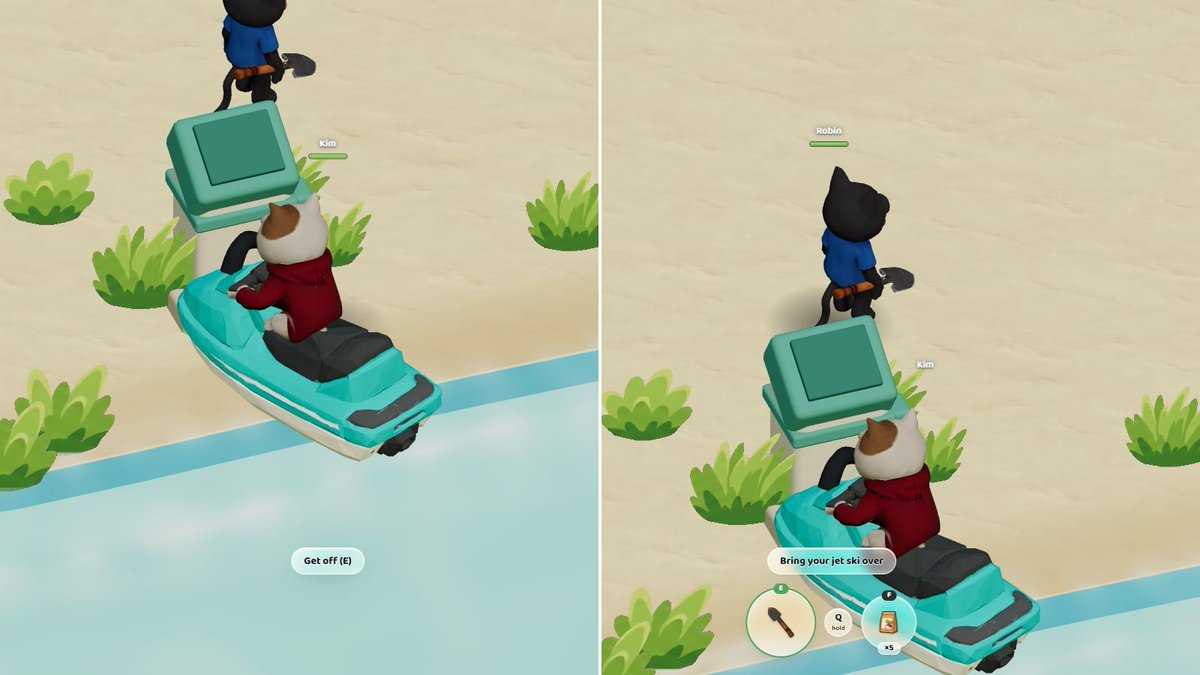 tolychat's tweet photo. 🛥️ Hop on behind a friend: jet skis now seat two — from the beach, the pier or straight out of the water.

🏝️ Islandbound — Update v0.51 · 2026-09-24

⚓ Ride along: walk or swim up to a friend on a jet ski and press E to hop on the back seat.
🏖️ The passenger stays aboard through the sea lane, all the way to the city and back — even to a friend’s island.
🛥️ Your ignition PIN now protects every jet ski you own, for everyone, the second you set it.
🤚 Riders keep both hands on the handlebar and lean with the jet ski when it drifts or lifts its nose.
⛽ Refuelling shows the hose for everyone nearby, docked at the bow where you can see it.
🐛 Fixed: a friend who climbed onto a jet ski from the water looked like they were still swimming.

#Solana #CozyGames #IndieGame