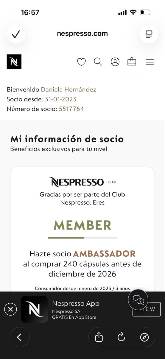 DanielaZuleyma's tweet photo. @Nespresso mi aplicación menciona que para mi última compra registrada en junio, me faltaban 240 cápsulas para pasar al siguiente nivel, en julio realicé una compra por 250 cápsulas, pero mi estatus no se actualizó, por lo que me comuniqué con club Nespresso México, y … https://t.co/QeQpL9iQoJ