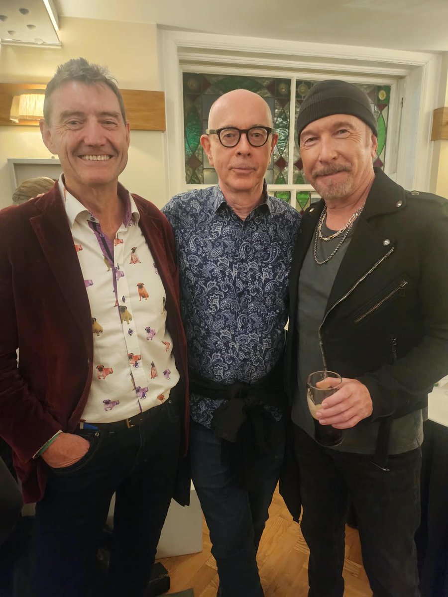 neil_mccormick's tweet photo. This is a deep cut for U2 fans: the three electric guitarists who gathered in Larry's kitchen to form a band, 50 years ago, before the one on the right saw off all competitors with his superior axe skills. Left to right: Ivan McCormick, Dick Evans and The Edge. #U2 https://t.co/QF0FJNpBUQ