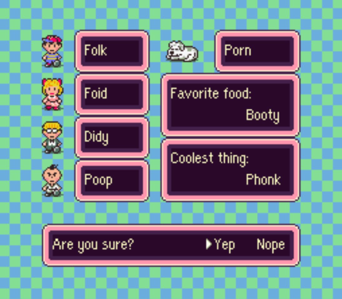 Pumpkiwami's tweet photo. playing earthbound for the first time is this good https://t.co/nl8zqQhWlG