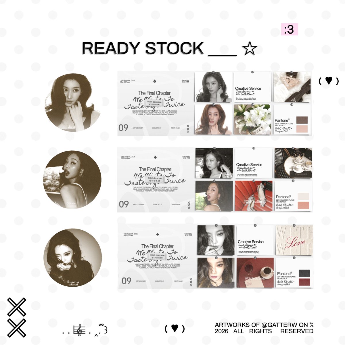 GatterrW's tweet photo. 🦢 ▪︎ ▪︎ ▪︎ help rt, appreciated~

setujju ga kakk kalo bangun
pagii harus liatt yg cantiik??
inii akku bawaa 3 ladiies 🥂
ada sana, jennie dan ningie
smuanyaa cantiik bingittss!
dan layout siap dijemput 📮

🪞 13.000/each ya

#zonauang #bealanja https://t.co/ylqUOTHR1O