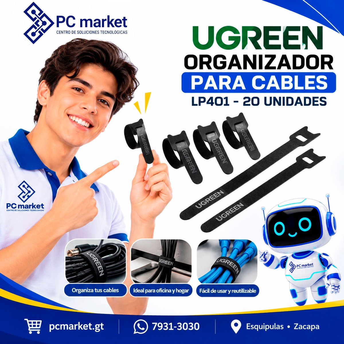 PCMARKETBYE's tweet photo. 🔌 ¡Ponle orden a tus cables!
🟢 UGREEN LP401
📦 20 unidades
🔄 Fáciles de usar y reutilizables
💻 Para organizar cables y accesorios
🏠 Ideales para hogar y oficina
🛒 Disponible en PC Market
🌐 https://t.co/sOMHrW0iQY | 📲 7931-3030
📍 Esquipulas • Zacapa
#PCMarket #UGREEN https://t.co/G42Gj3WoqP