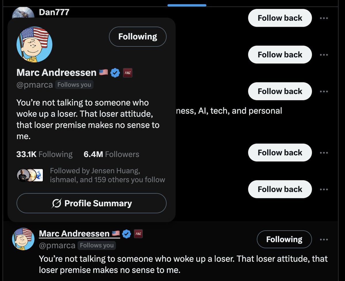 madebymontag's tweet photo. You're not going to believe this, but as soon as Marc Andreessen follows you on X a drone arrives with a wristband for the bunker where we're all going to wait out the AI apocalypse. https://t.co/2DJfHcjBlo