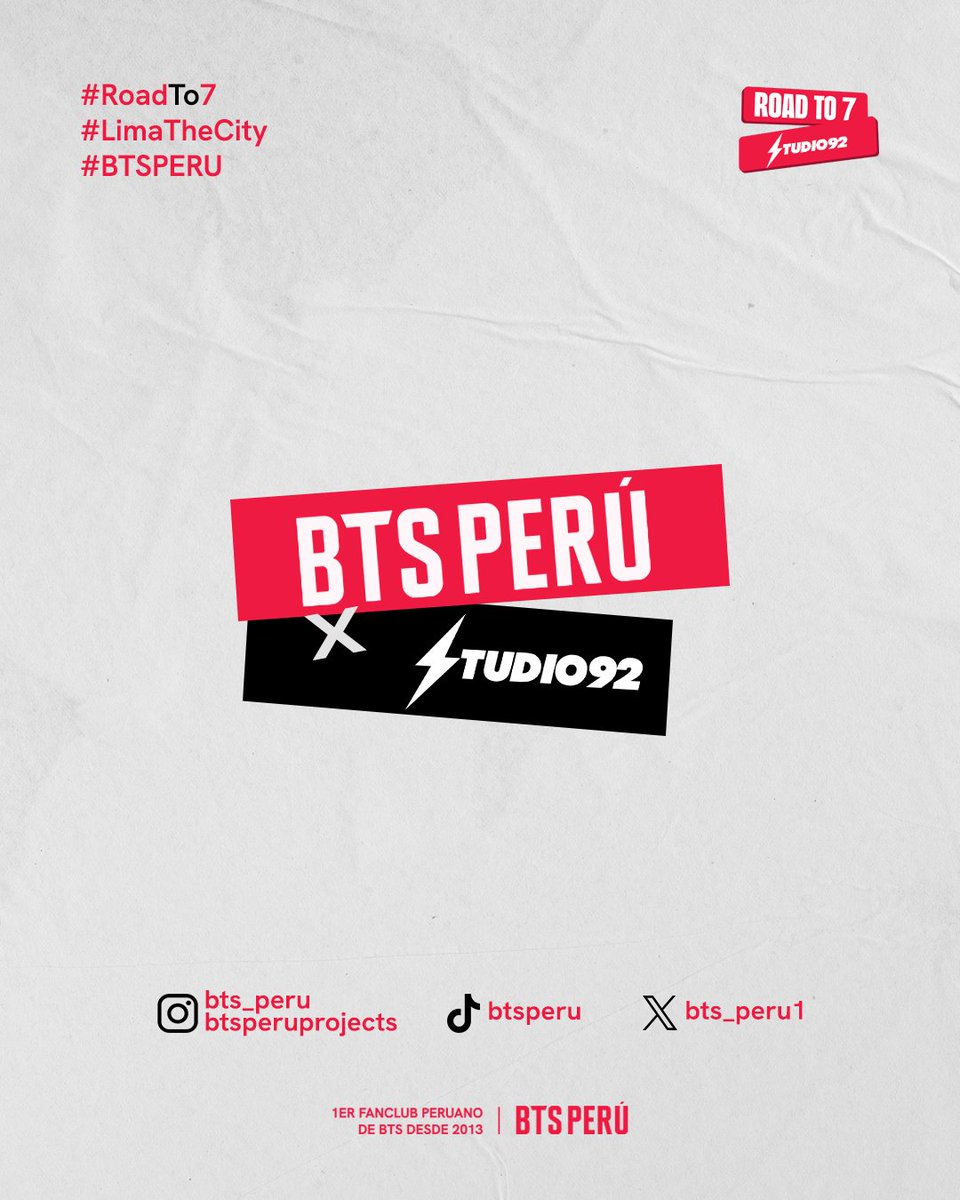 bts_peru1's tweet photo. 💜LIMA SE VISTE PARA LA GRAN LLEGADA ✨

📻 @Studio92  se une a ROAD TO 7 para dar una de las mejores bienvenidas 🥳🤩 con 10 PANTALLAS PUBLICITARIAS 🤭 compartiendo esta gran celebración 🎉 en Perú 🇵🇪

📅 Del 5 al 11 de octubre, podrás encontrar estas pantallas en distintos puntos de Lima.

📸✨ Si ves alguna de las pantallas, etiquétanos en tu foto o video🫶🏻

También puedes compartirlo directamente con Studio92 en sus redes:
🎵 TikTok: @studio92
📘 Facebook: Studio92

No olvides usar el hashtag #Studio92 en tus publicaciones para compartir esta gran celebración con toda la comunidad 🫶🏻💜

➡️ Desliza para conocer las ubicaciones de las 10 pantallas 🫶🏻
¡Y no olvides difundirlo! 📲✨

#BTS #BTSPeru #RoadTo7 #LimaTheCity