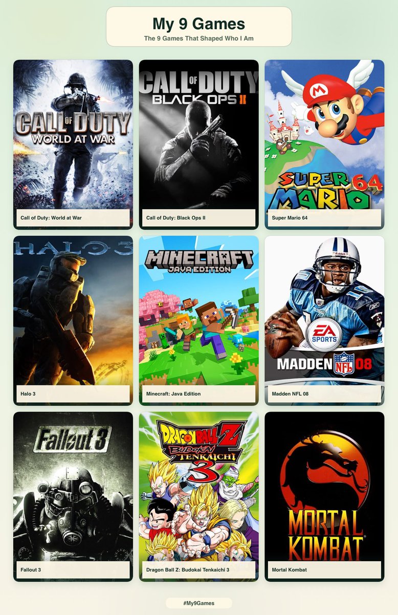 vRedPool's tweet photo. 9 games that shaped me. I feel like I could’ve easily added another 20 but i tried to remember some of the ones i played the most growing up https://t.co/R2bg5QC0Ki