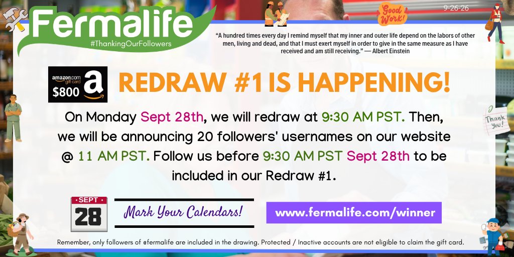 fermalife's tweet photo. ✨A redraw for September's #ThankingOurFollowers drawing is happening! Redraw #1 will happen on 9-28-26 at 9:30AM PST. We will announce 20 followers' usernames via our website at 11AM PST. The first 9 of the 20 to DM us wins the #AmazonGiftCard! Details: https://t.co/ZBWQaodZ2M ✨