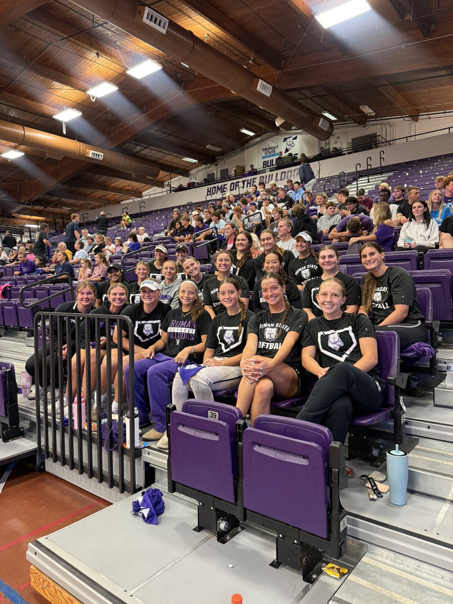 trumanstatesb's tweet photo. Supporting our fellow Bulldogs at @TrumanVB ’s home opener!💜🐾

#gobulldogs | #setitearnit | #bulldogpride https://t.co/NA4fwzyS55