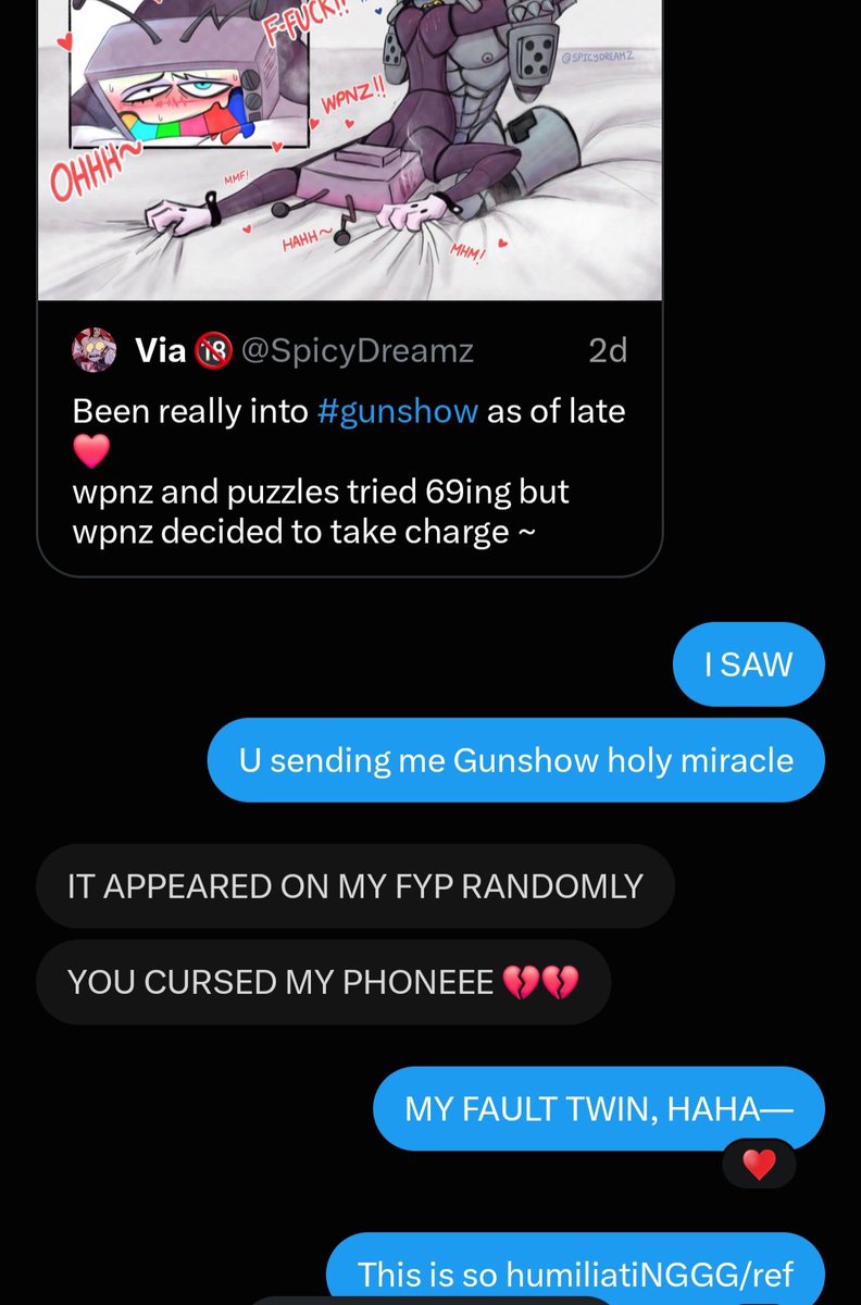 UnknownLemLem's tweet photo. • NOT MY FUCKASS TWIN SENDING ME NSFW GUNSHOW ART BRO— I'M CRINEEEEE— the funniest part is that they have 0 clue who Puzzles or WPNZ are or what is their purpose—💥 https://t.co/x77YHn3LCY