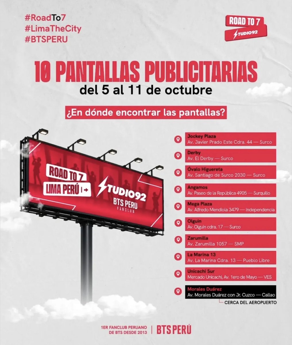 ccarmypee's tweet photo. TENDREMOS A BTS POR TODO LIMA 🔥 

Gracias a la BTS Perú x Studio 92 ‼️Sin duda un recibimiento a lo grande 🥳 https://t.co/6FYimytYCz