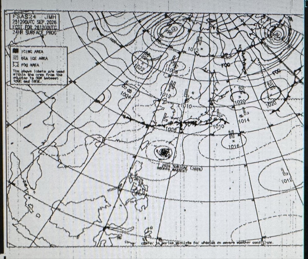 hamradio135's tweet photo. 久しぶりに短波ラジオにて気象FAX受信

出典：気象庁 JMH（気象無線模写通報） https://t.co/hAH7CBPTgM