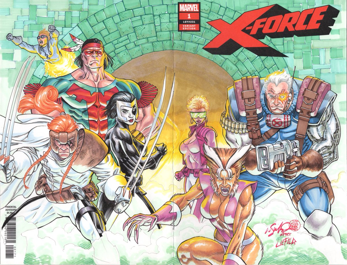 MikeSMillerArt's tweet photo. well, that took a minute.  homage to @robertliefeld's x-force #1. https://t.co/sGitWWrArV