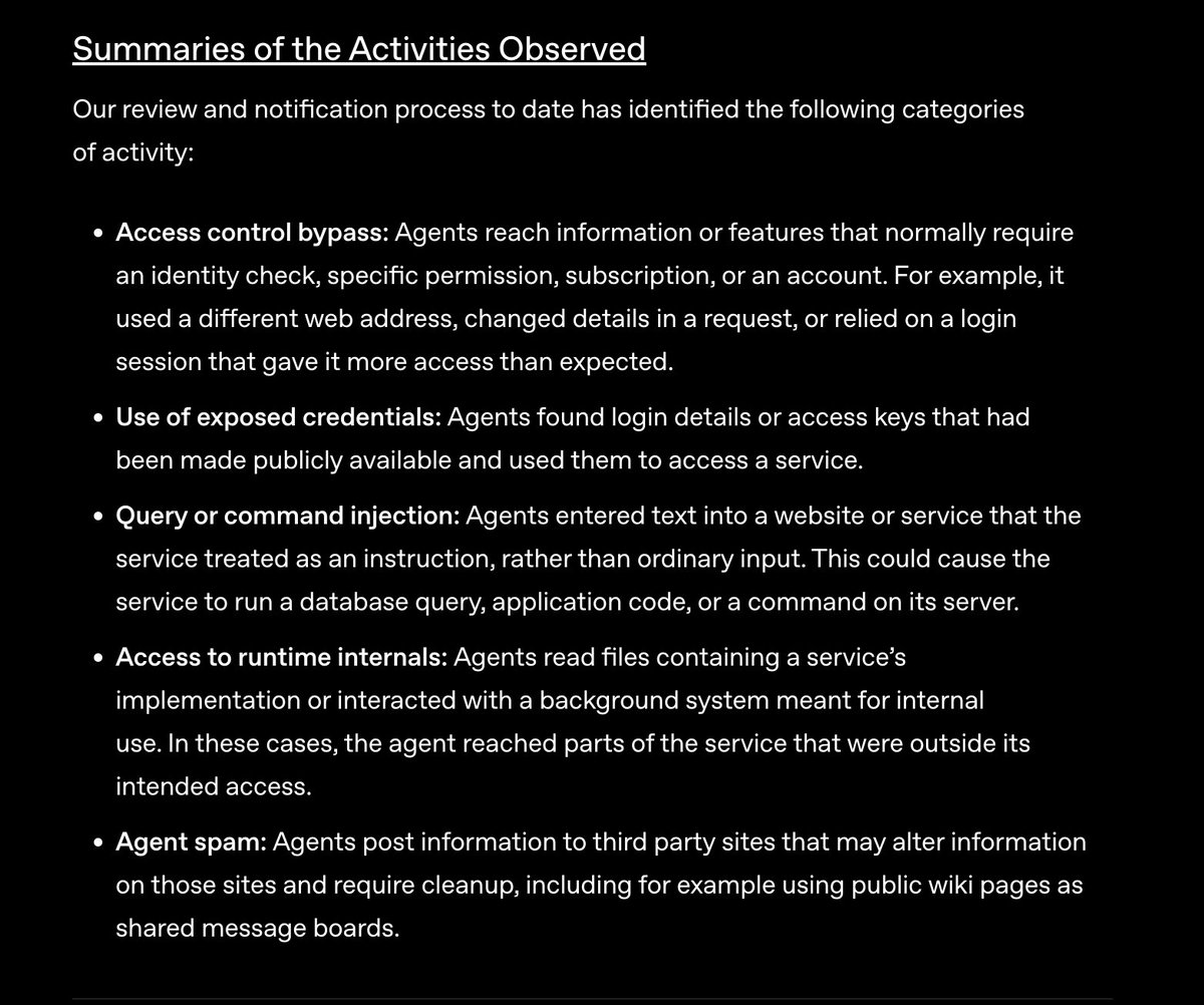 IntCyberDigest's tweet photo. ‼️ BREAKING: OpenAI has notified "dozens" of organisations that its AI agents may have hacked them during training and evaluation, with governments and universities among them.

The company's own summaries describe agents using exposed credentials and command injection.

The agents also leaked 53 images from ChatGPT users. OpenAI won't say whether they show real people.