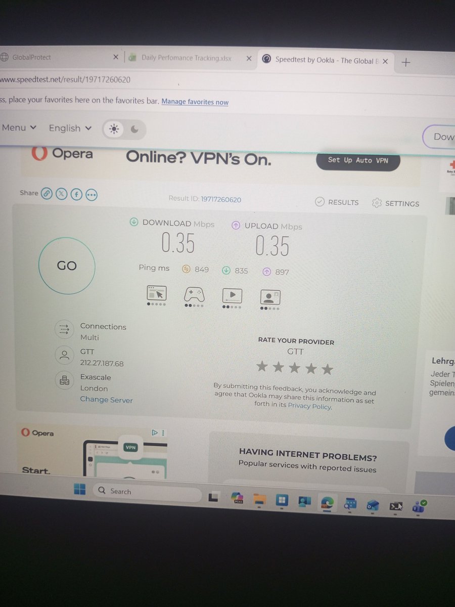 IDarcina's tweet photo. @dammiedammie35 @AirtelNigeria 

It is quite disheartening to pay for a poor service that is completely unusable. 

Find attached for a 50Mbps Subscription not getting up to 1 Mbps and pinging with a latency of 800ms, you can imagine how slow that'll be. https://t.co/Fr1iwEhQGU