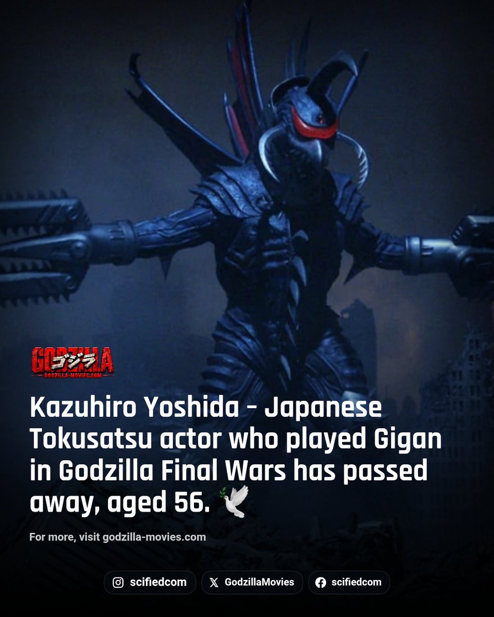 GodzillaMovies's tweet photo. Rest in peace, Kazuhiro Yoshida 😔 We extend our condolences to Kazuhiro's close friends and family. https://t.co/QehZUKOYVi
