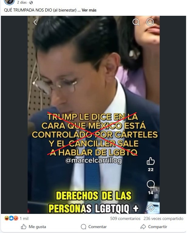 AfpFactual's tweet photo. 🇺🇳 Trump llamó a México “epicentro de los cárteles” ante la ONU y en redes se viralizó que el canciller mexicano lo evadió y respondió hablando de derechos LGBT+.

❌ Pero los dichos del diplomático fueron hechos un día antes del discurso de Trump.

➡️ https://t.co/81UC43t6c2 https://t.co/COvqwtk4V2