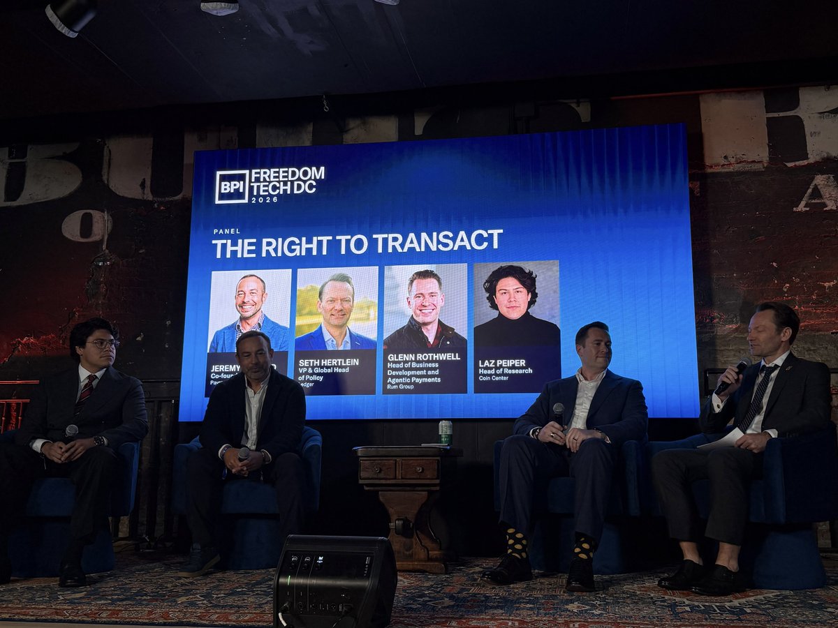 paystand's tweet photo. From the UN to Washington, what a week. 🌍🗽

Yesterday, @jeremyalmond closed it out at @bitcoinpolicy Freedom Tech DC 2026.

On the panel "The Right to Transact" - the right to transact matters as much as the right to store value. 🔑₿

#FreedomTech #Bitcoin #RightToTransact #Paystand