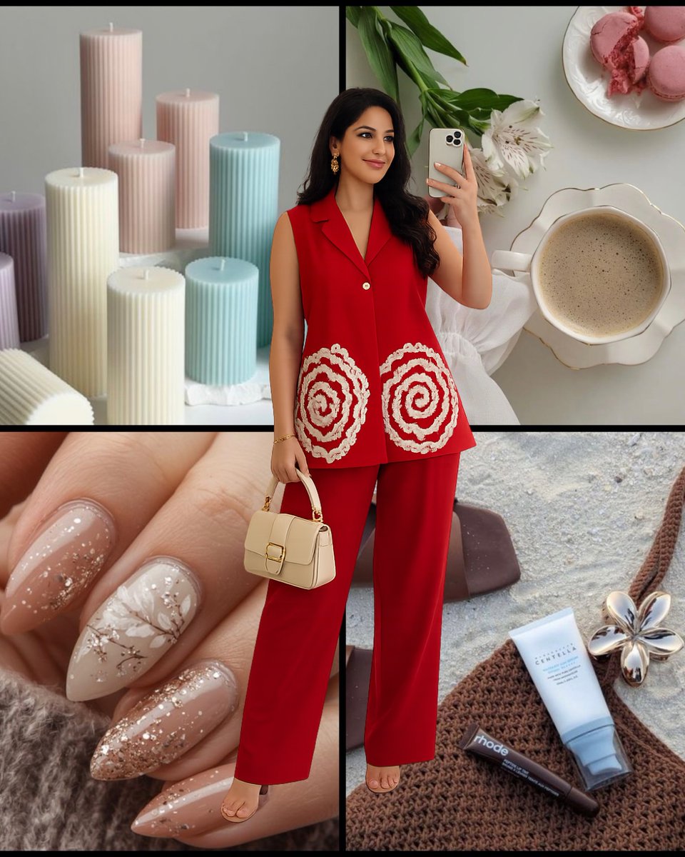 TIBURCIO4646's tweet photo. Soft mornings, a little glam, and a pop of red confidence. Cozy vibes, self-care, and simple pleasures to start the day right. https://t.co/T0WhOStZFC
