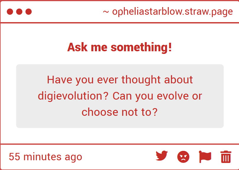 GammaStarblow's tweet photo. I actually haven't Digivolved yet. Not that I don't want to, it just hasn't happened yet. But someday I will! I've gotta set a shining example for my peers! I just wonder what I'll become... https://t.co/9nQowpUGMC