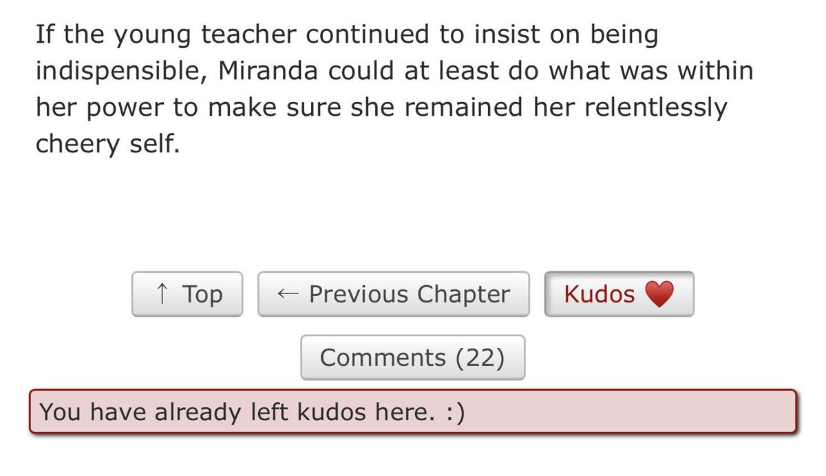 mirandysaurus's tweet photo. “you have already left kudos here ” I. DONT. CARE. I HAVE A HUNDRED MORE KUDOS TO GIVE DAMMIT https://t.co/29vrU76IvQ
