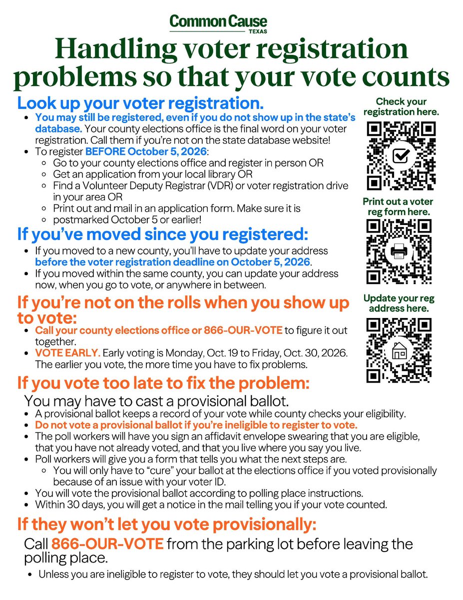 DemocracyDocket's tweet photo. ⚠️ Tens of thousands of Texas voters are missing from the voter rolls after the state failed to process their voter registration applications properly.

But it doesn’t mean they won’t be able to vote in the midterms: https://t.co/ieca1V2QtI https://t.co/RI3q6OoDaZ