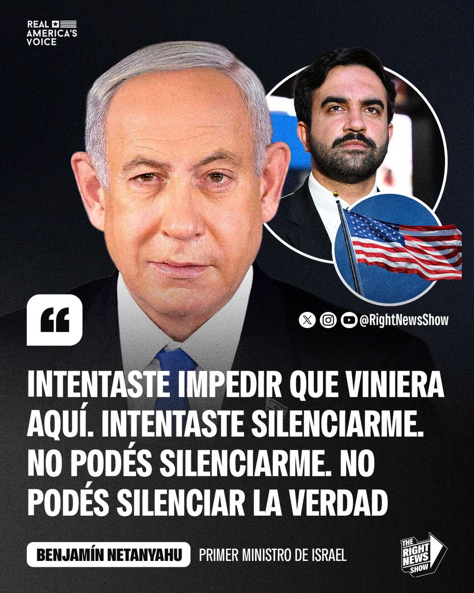 RightNewsShow's tweet photo. 🚨🇮🇱🇺🇸 | Benjamín Netanyahu enfrentó directamente al comunista Zohran Mamdani desde la ONU y afirmó que el alcalde de Nueva York intentó impedir su llegada y silenciarlo. 

“Intentaste impedir que viniera aquí. Intentaste silenciarme. No podés silenciarme. No podés silenciar la verdad”.