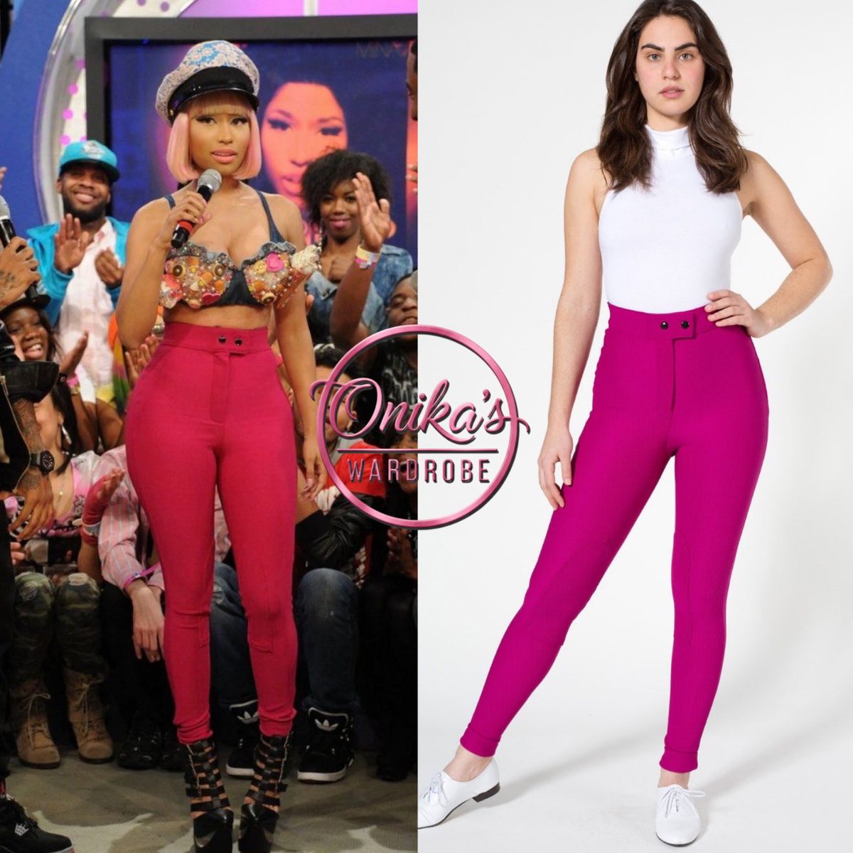 onikaswardrobe's tweet photo. 106 And Park (2012, ReUp Promo)
Nicki Minaj wearing the "sweet tooth bra xl" by 72HourFreek + High-Waisted Riding pants by American Apparel paired with Jeffrey Campbell
"Zoya" strappy platform wedges
#style #nickiminaj #fashion #JeffreyCampbell #TheReup #AmericanApparel https://t.co/WLh5yHE6bG